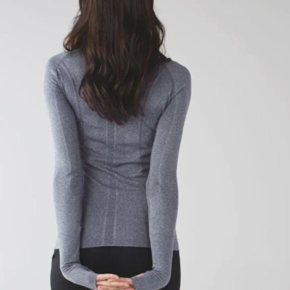 Lululemon Swiftly Tech Long Sleeve Heathered Black Running Size 4 - Picture 3 of 11